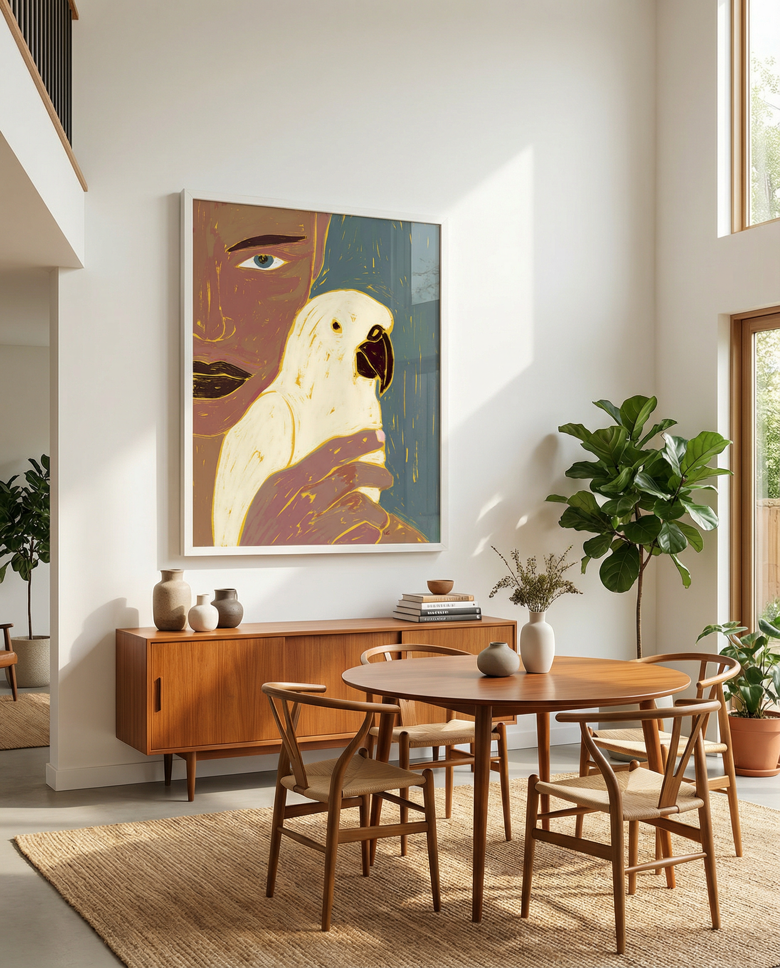 Shop Keeper of secrets bold bohemian woman portrait bird parrot Art Print, Canvas Print - available at 83oranges.com by artist Uma Gokhale India [review]