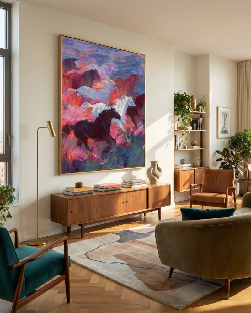 Shop Wild Radiance Horses Wildlife Animals Art Print, Canvas Print - available at 83oranges.com by artist Uma Gokhale India