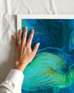 Abstract nature botanical drawing Painterly fine art print titled “Leaf Me Alone” by Uma Gokhale for contemporary interiors