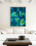 Abstract nature botanical drawing Painterly fine art print titled “Leaf Me Alone” by Uma Gokhale for contemporary interiors