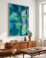 Abstract nature botanical drawing Painterly fine art print titled “Leaf Me Alone” by Uma Gokhale for contemporary interiors