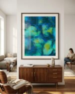 Abstract nature botanical drawing Painterly fine art print titled “Leaf Me Alone” by Uma Gokhale for contemporary interiors