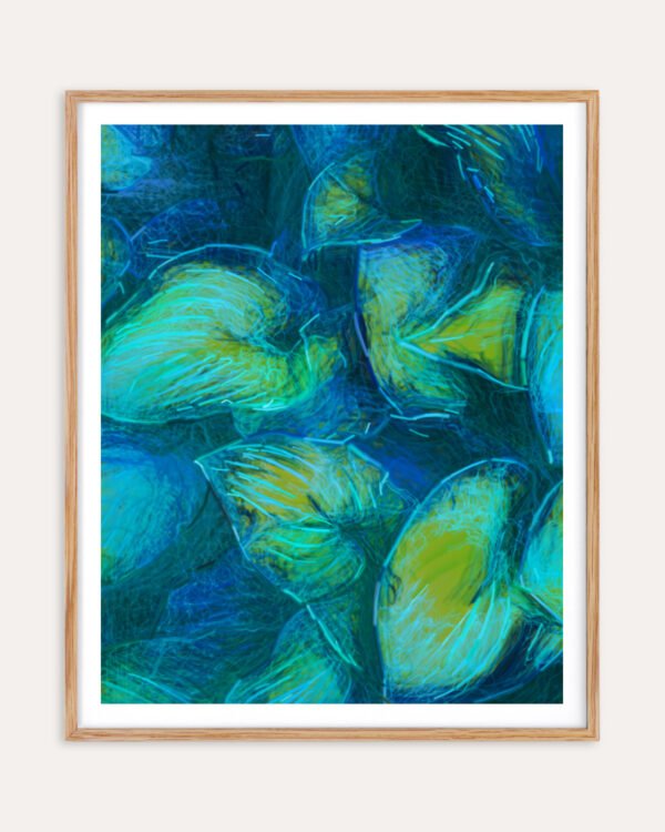 Abstract nature botanical drawing Painterly fine art print titled “Leaf Me Alone” by Uma Gokhale for contemporary interiors