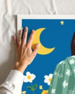 Figurative painterly fine art print titled “The Moon & Me” by Uma Gokhale for contemporary interiors