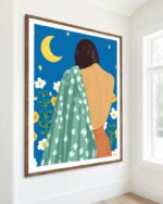 Figurative painterly fine art print titled “The Moon & Me” by Uma Gokhale for contemporary interiors