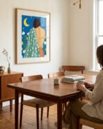 Figurative painterly fine art print titled “The Moon & Me” by Uma Gokhale for contemporary interiors