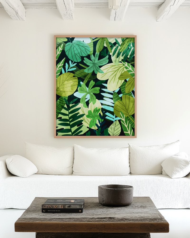 Abstract nature botanical painterly Jungle watercolor fine art print titled “Rainforest ||” by Uma Gokhale for contemporary interiors Abstract nature botanical painterly Jungle watercolor fine art print titled “Rainforest ||” by Uma Gokhale for contemporary interiors