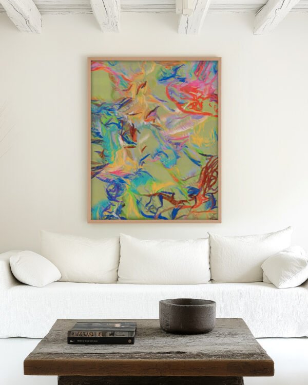 Abstract nature botanical painterly fine art print titled “Bird Nests” by Uma Gokhale for contemporary interiors