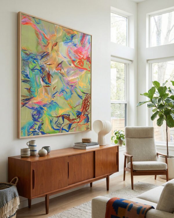 Abstract nature botanical painterly fine art print titled “Bird Nests” by Uma Gokhale for contemporary interiors