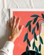 Abstract figurative concept human expression painterly fine art print titled “Unbottle” by Uma Gokhale for contemporary interiors