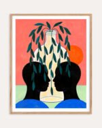 Abstract figurative concept human expression painterly fine art print titled “Unbottle” by Uma Gokhale for contemporary interiors