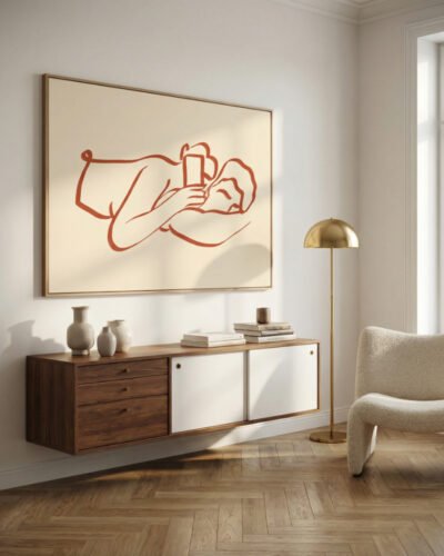 Shop Us love passion minimal line art drawing sketch nude Art Print, Canvas Print - available at 83oranges.com by artist Uma Gokhale India [review]