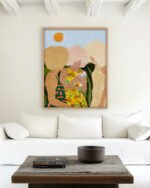 Figurative Afro wildlife bird painterly fine art print titled “Nature Lovers” by Uma Gokhale for contemporary interiors