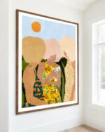 Figurative Afro wildlife bird painterly fine art print titled “Nature Lovers” by Uma Gokhale for contemporary interiors