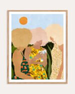 Figurative Afro wildlife bird painterly fine art print titled “Nature Lovers” by Uma Gokhale for contemporary interiors