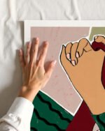 Figurative conceptual painterly fine art print titled “Pinky Promise” by Uma Gokhale for contemporary interiors