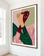 Figurative conceptual painterly fine art print titled “Pinky Promise” by Uma Gokhale for contemporary interiors