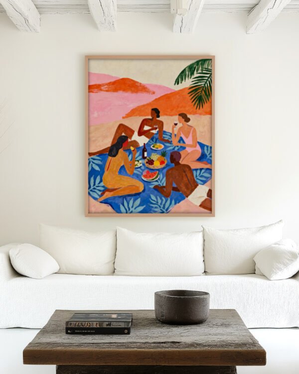 Figurative painterly fine art print titled “The Picnic” by Uma Gokhale for contemporary interiors