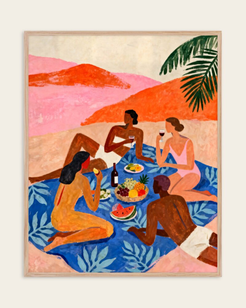 Figurative painterly fine art print titled “The Picnic” by Uma Gokhale for contemporary interiors