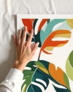 Botanical plants nature color-block fine art print titled “Thinker & Maker” by Uma Gokhale for contemporary interiors