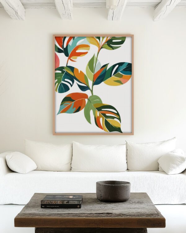 Botanical plants nature color-block fine art print titled “Thinker & Maker” by Uma Gokhale for contemporary interiors