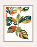 Botanical plants nature color-block fine art print titled “Thinker & Maker” by Uma Gokhale for contemporary interiors