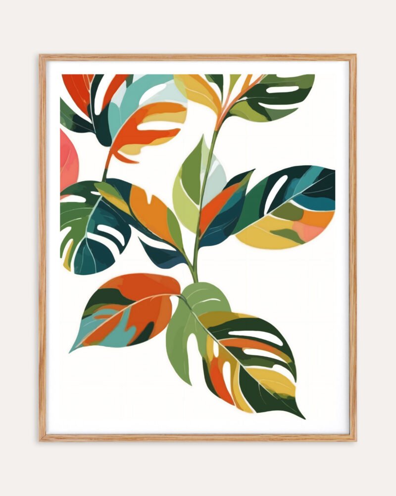 Botanical plants nature color-block fine art print titled “Thinker & Maker” by Uma Gokhale for contemporary interiors