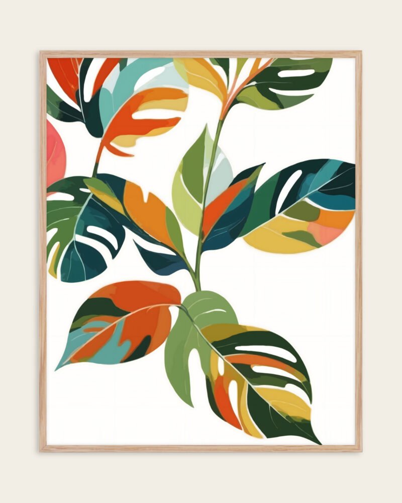 Botanical plants nature color-block fine art print titled “Thinker & Maker” by Uma Gokhale for contemporary interiors