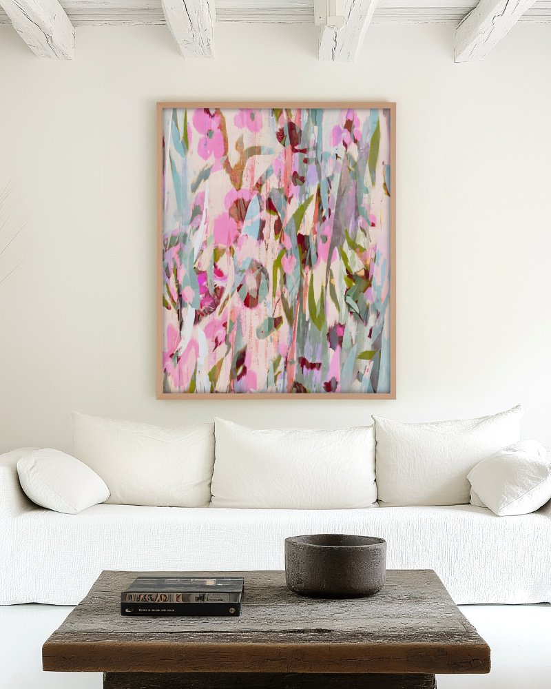 Floral Abstract Botanical nature pastel fine art print titled “Softly In bloom” by Uma Gokhale for contemporary interiors Floral Abstract Botanical nature pastel fine art print titled “Softly In bloom” by Uma Gokhale for contemporary interiors
