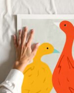 Figurative painterly animals birds eclectic fine art print titled “Duck around & find out” by Uma Gokhale for contemporary interiors
