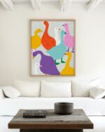 Figurative painterly animals birds eclectic fine art print titled “Duck around & find out” by Uma Gokhale for contemporary interiors