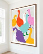 Figurative painterly animals birds eclectic fine art print titled “Duck around & find out” by Uma Gokhale for contemporary interiors