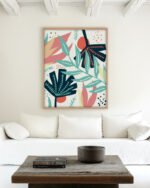 Abstract botanical painterly fine art print titled “Rustic Sunset” by Uma Gokhale for contemporary interiors