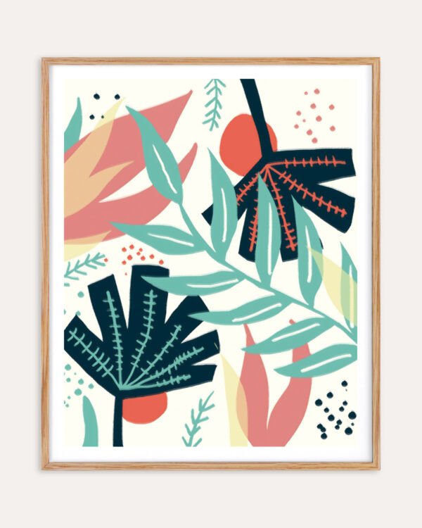 Abstract botanical painterly fine art print titled “Rustic Sunset” by Uma Gokhale for contemporary interiors