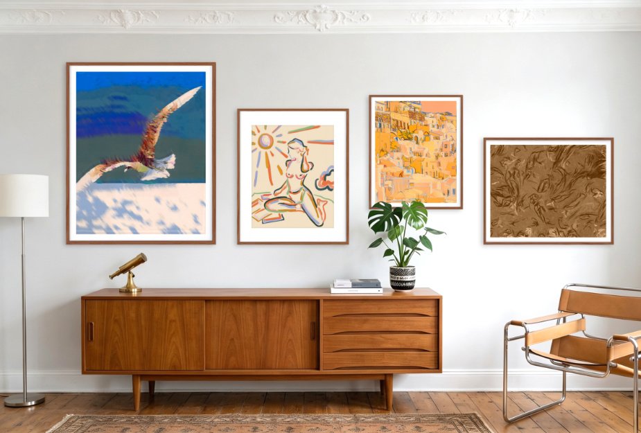 A curated four-piece set that captures the warmth, color, and ease of summer. Designed to bring movement and a relaxed, lived-in feel to your walls by 83 Oranges Uma Gokhale