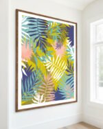 Botanical tropical nature palm pastel painterly summer fine art print titled “Vie De Palme” by Uma Gokhale for contemporary interiors