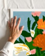 Flower Pot botanical painterly fine art print titled “Potted Happiness” by Uma Gokhale for contemporary interiors