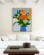 Flower Pot botanical painterly fine art print titled “Potted Happiness” by Uma Gokhale for contemporary interiors
