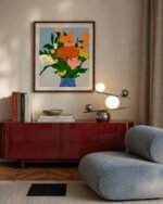 Flower Pot botanical painterly fine art print titled “Potted Happiness” by Uma Gokhale for contemporary interiors