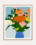 Flower Pot botanical painterly fine art print titled “Potted Happiness” by Uma Gokhale for contemporary interiors