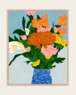 Flower Pot botanical painterly fine art print titled “Potted Happiness” by Uma Gokhale for contemporary interiors