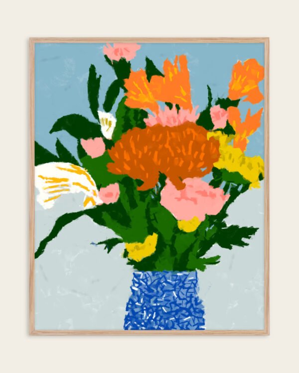 Flower Pot botanical painterly fine art print titled “Potted Happiness” by Uma Gokhale for contemporary interiors