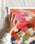 Abstract painterly fine art print titled “Where color learns to dance” by Uma Gokhale for contemporary interiors