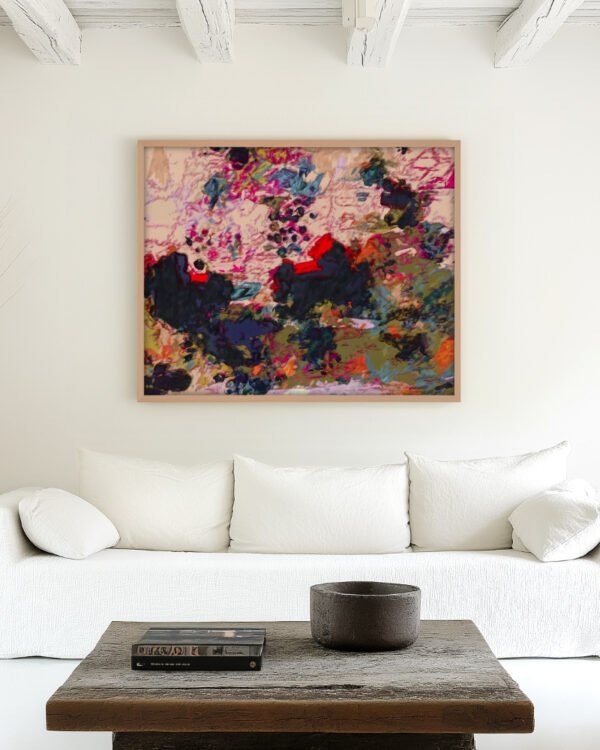 Abstract painterly floral fine art print titled “Wild stillness” by Uma Gokhale for contemporary interiors