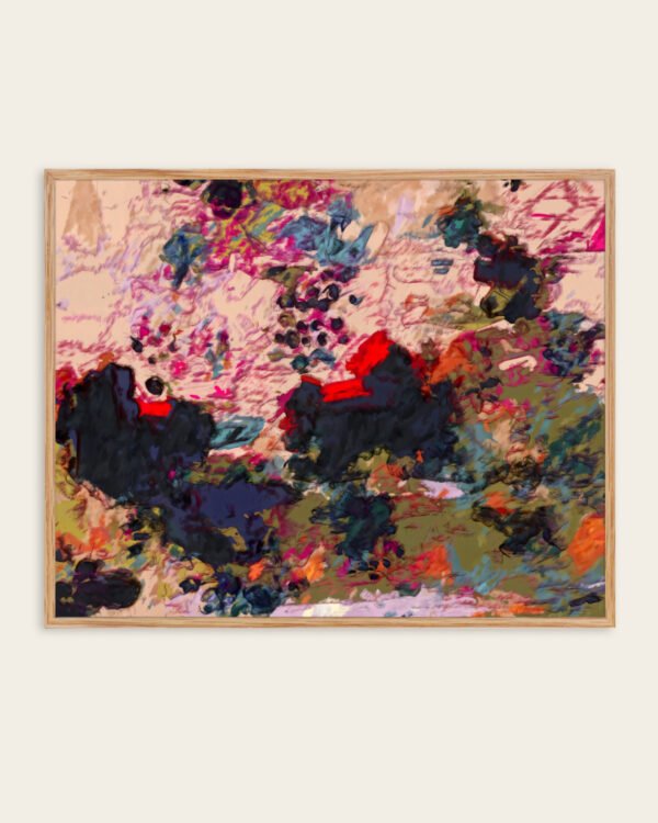 Abstract painterly floral fine art print titled “Wild stillness” by Uma Gokhale for contemporary interiors