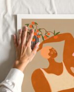 Figurative botanical painterly fine art print titled “Fish & Oranges” by Arty Guava in collaboration with 83 Oranges for contemporary interiors