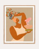 Figurative botanical painterly fine art print titled “Fish & Oranges” by Arty Guava in collaboration with 83 Oranges for contemporary interiors