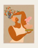 Figurative botanical painterly fine art print titled “Fish & Oranges” by Arty Guava in collaboration with 83 Oranges for contemporary interiors