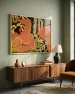Figurative botanical painterly fine art print titled “Lazy” by Arty Guava in collaboration with 83 Oranges for contemporary interiors