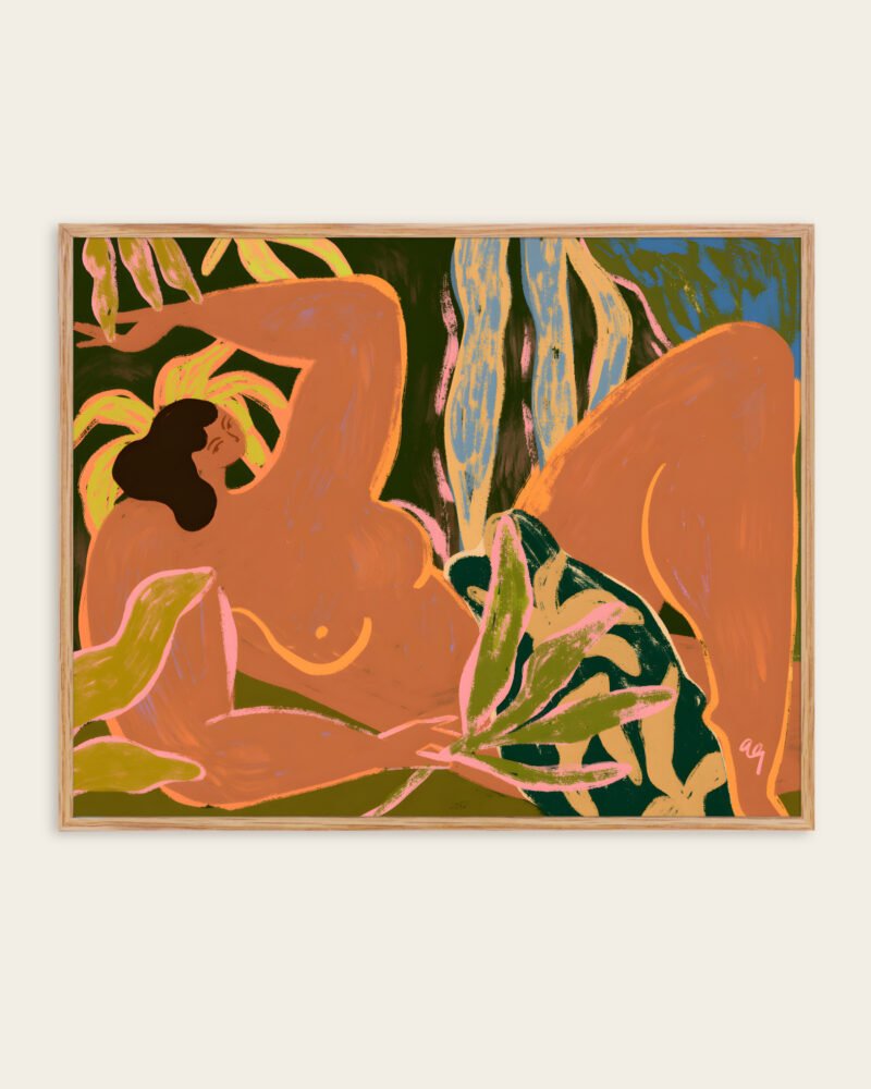 Figurative botanical painterly fine art print titled “Lazy” by Arty Guava in collaboration with 83 Oranges for contemporary interiors